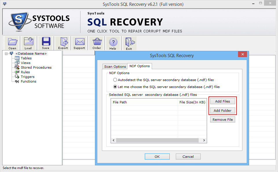 NDF File Option for Recovery