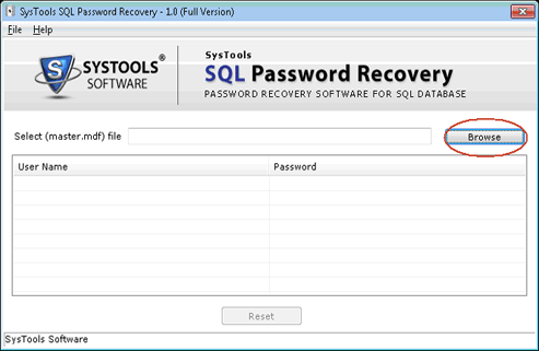 SQL Password Window