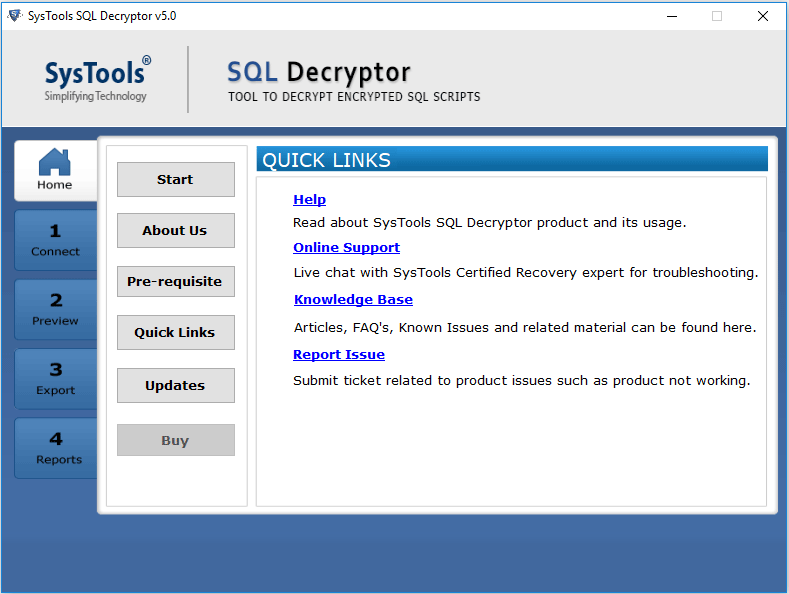 Start SQL Decryptor Tool